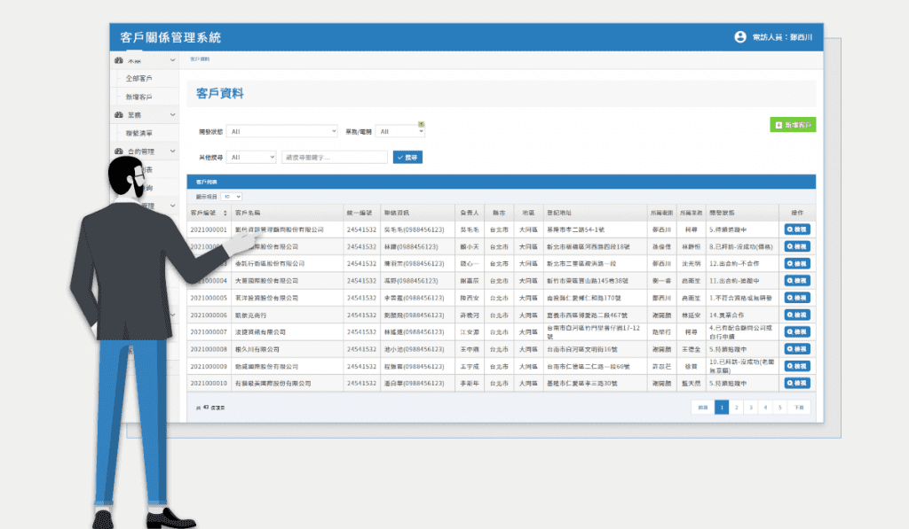 使用系統管理客戶名單，追蹤狀態一目了然